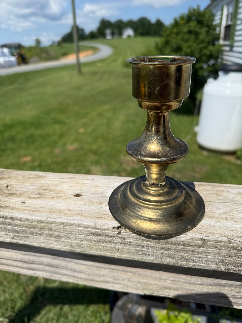 Antique-Style Brass Candlestick Holder - Gold Finish